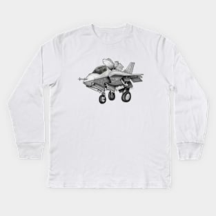 F-35B Lighting II Joint Strike Fighter Illustration Kids Long Sleeve T-Shirt